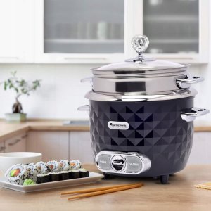 TurboTronic Elektryczny garnek do ryżu TurboTronic ryżowar gotowanie na parze poj. 1L moc 400w Czarny 10