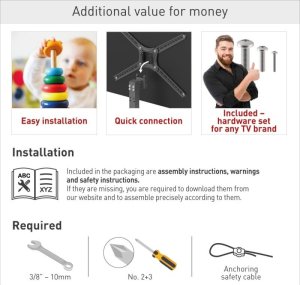 Barkan Stojak Podstawa pod Telewizor do 65 Obrotowa Stopka TV LED/LCD	 6