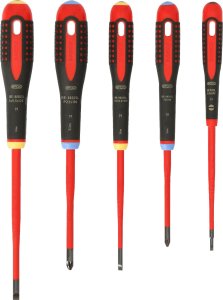 Bahco Izoliuotų atsuktuvų rinkinys ERGO™ slim 5 vnt - PZ1/2; SL3,0/4,0/5,5 - 1000V VDE 2