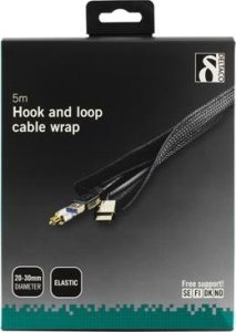 Organizer Deltaco Nailono kabelių įvyniojimas, lipnus užsegimas 5m, DELTACO juodas / LDR19 2