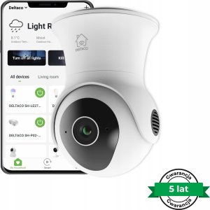 Kamera IP Deltaco WiFi kamera DELTACO SMART HOME su motorizuotu pakėlimu & pasukimu, lauko, IP65, 2MP, ONVIF, balta / SH-IPC08 1