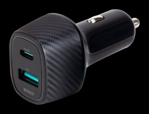 Ładowarka Deltaco USB automobilinis kroviklis 1x USB-A 18 W, 1x USB-C PD 45 W, viso 63 W / USBC-CAR123 2