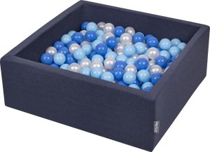 KiddyMoon KiddyMoon 90x30cm/200 balls  7Cm / 2.75In Square Baby Foam Ball Pit Made In EU, dark blue:bablyblue/blue/pearl 1