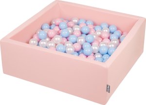 KiddyMoon KiddyMoon Bllebad 90x30cm/200 Blle  7Cm Bllepool mit bunten Bllen fr Babys Kinder Quadrat, rosa: baby blau/rosa/perle/transparent 1