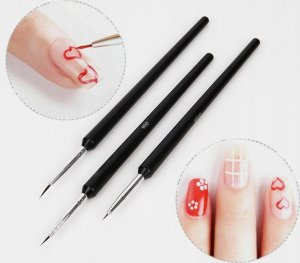 Rosfix ZESTAW PĘDZELKÓW DO ZDOBIEŃ CZARNE HYBRYD ŻELU 3SZ 2