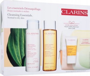 Clarins CLARINS SET (VELVET CLEANSING MILK 200ML + HYDRATING TONING LOTION 200ML + COMFORT SCRUB 15ML + COSMETICS BAG) 1