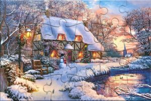 Castorland Puzzlowa kartka pocztowa Winter Cottage 1