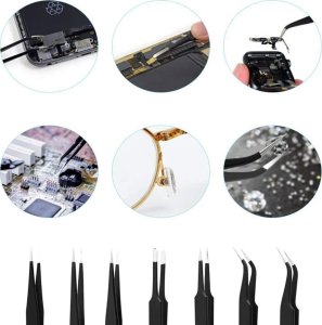 ER4 ZESTAW METALOWYCH PĘSET ESD 6SZT PINCETA PĘSETY 1