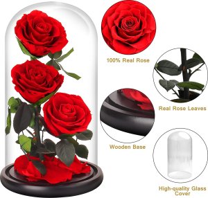 ToPrezent.pl Zakonserwowane 3 Czerwone Róże w Szkle 2
