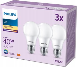 Signify Philips LED classic Lampe 40W E27 Warmweiß 470lm matt 3er P 3