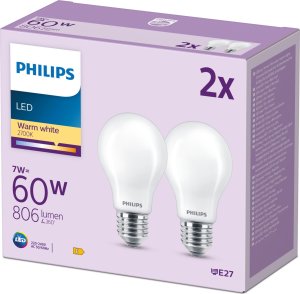 Signify Philips LED classic Lampe 60W E27 Warmweiß 806lm matt 2er P 2