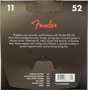 Fender Struny do gitary akustycznej Fender 880CL 11-52 1