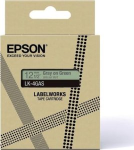 Epson Epson LabelWorks LK-4GAS - Grau auf Grun - Rolle (1,2 cm x 8 m) 1 Kassette(n) Hangebox - Bandkassette - fur LabelWorks LW-C410, LW-C610 3