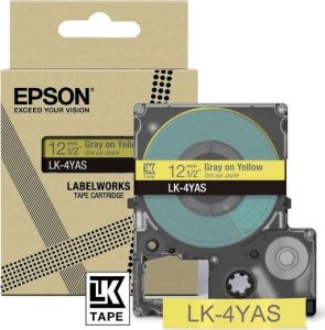 Epson Epson LabelWorks LK-4YAS - Grau auf Gelb - Rolle (1,2 cm x 8 m) 1 Kassette(n) Hangebox - Bandkassette - fur LabelWorks LW-C410, LW-C610 1