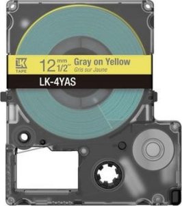 Epson LabelWorks LK-4YAS - Szary na żółtym - Rolle (1,2 cm x 8 m) 1 kaseta(y) pudełko do zawieszenia - taśma kasetowa - do LabelWorks LW-C410, LW-C610 2