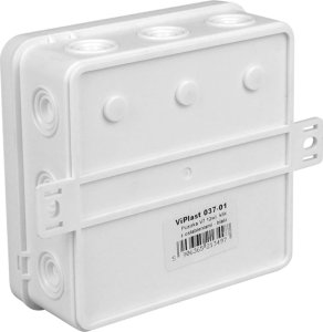 ViPlast Puszka natynkowa pusta 12 wlotów VIPLAST V7 klik BIAŁA IP54 100x100x41mm 037-01 2