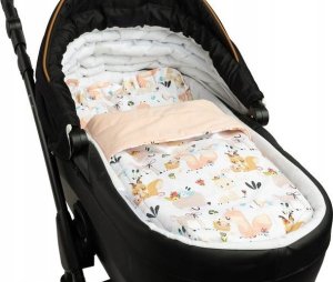 Sensillo KOMPLET DO WÓZKA VELVET Z FALBANKĄ PIKNIK BRZOSKWINIOWY 5