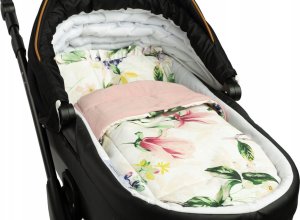 Sensillo KOMPLET DO WÓZKA VELVET Z FALBANKĄ MAGNOLIA RÓŻOWY 2
