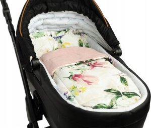 Sensillo KOMPLET DO WÓZKA VELVET Z FALBANKĄ MAGNOLIA RÓŻOWY 5