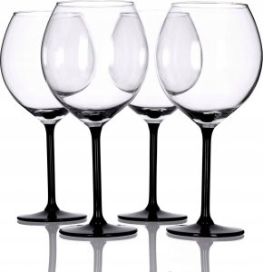 Royal Leerdam 4 KIELISZKI DO WINA XXL BLACK CZARNA NOŻKA 600ML 1