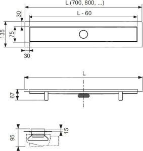 Tece odpływ liniowy kompletny, z odwracalnym rusztem Linus 90 cm 15103090 2