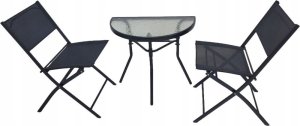 kontrast Zestaw mebli ogrodowych stół + 2x krzesła LIPARI 2os. czarny 2