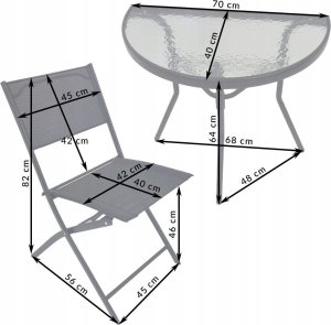 kontrast Zestaw mebli ogrodowych stół + 2x krzesła LIPARI 2os. czarny 5