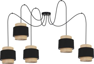 Lampa wisząca Solar Lampa wisząca sufitowa pająk BOHO len i czerń 5 żarówek 1