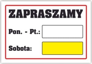 StudioCen Tablica laminowana A5 - zapraszamy sobota 1