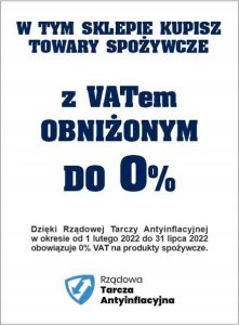 StudioCen Naklejka TOWAR VAT 0% sklep spoż. 1