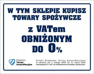 StudioCen Tablica pcv TOWAR Z VAT 0% sklep spoż. 1