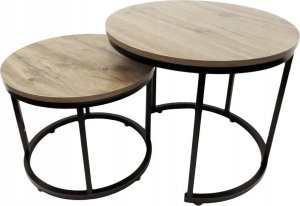 kontrast Stoliki kawowe okrągłe zestaw stolików loft fi 53x45 fi 43x35 dąb sonoma 2