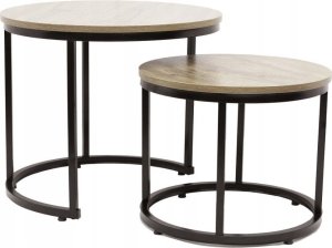 kontrast Stoliki kawowe okrągłe zestaw stolików loft fi 53x45 fi 43x35 dąb sonoma 3