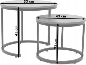 kontrast Stoliki kawowe okrągłe zestaw stolików loft fi 53x45 fi 43x35 dąb sonoma 4