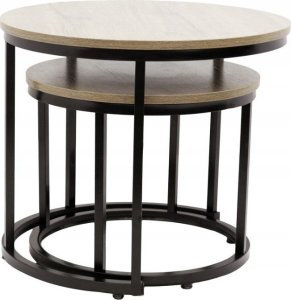 kontrast Stoliki kawowe okrągłe zestaw stolików loft fi 53x45 fi 43x35 dąb sonoma 5