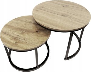 kontrast Stoliki kawowe okrągłe zestaw stolików loft fi 53x45 fi 43x35 dąb sonoma 6
