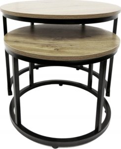 kontrast Stoliki kawowe okrągłe zestaw stolików loft fi 53x45 fi 43x35 dąb sonoma 7