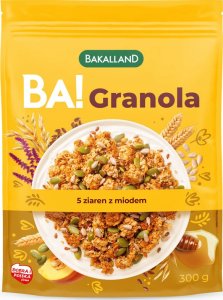 bakalland BAKALLAND BA! Granola 5 Ziaren z Miodem 300g PŁATKI ŚNIADANIOWE 1