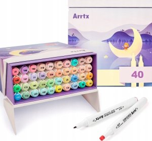 ARRTX Dvipusiai markeriai - flomasteriai Alp, 40 spalvų, pastelinių atspalvių 2