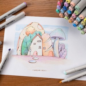 ARRTX Dvipusiai markeriai - flomasteriai ARRTX Oros, 40 spalvų, pastelinių atspalvių 2