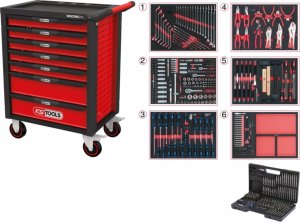 Wózek narzędziowy KS Tools Įrankių vežimėlis RACINGline, 7 stalčiai +598vnt įrankių, KS Tools 1