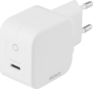 Zasilacz do laptopa Deltaco USB-C sieninis įkroviklis 30 W su PD ir GaN technologija, baltas USBC-GAN01 1