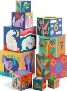 Djeco Piramida klocków - Dzikie zwierzęta 2