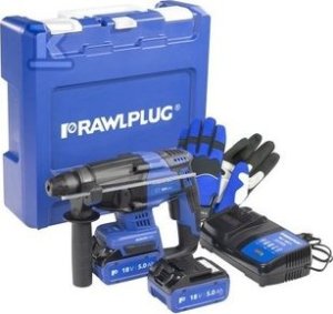 Młotowiertarka Rawlplug MŁOTOWIERTARKA SDS-PLUS 18V, 2,0J, 2X AKUMULATOR 5,0AH, SZYBKA ŁADOWARKA 6,5A 1