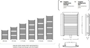 Instal-Projekt Grzejnik drabinkowy OMEGA R 500X1574, 700W, podłączenie dolne, rozstaw=450mm, kolor: biały połysk (c35) 2