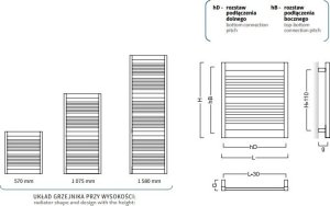 Grzejnik łazienkowy Instal-Projekt Grzejnik drabinkowy FRAME 500X1070 542W, podłączenie dolne, rozstaw= 470mm, kolor: czarny mat (c31) 2