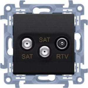 Kontakt-Simon Gniazdo antenowe satelitarne podwójne SAT-SAT-RTV (moduł), 1x wejście: 5 MHz-2,4 GHz, czarny mat, SIMON10 1