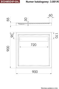 Brodzik SCHEDPOL Brodzik kompozytowy NP Stabilsound Plus 90x90x6,5/3 kwadratowy Camparo 2