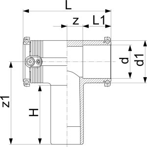 Georg Fischer Trójnik elektrooporowy 90ST. DN50 PE100, SDR11, PN10 gaz/PN16 woda 4