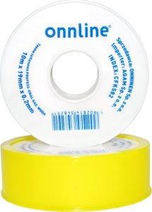 Onnline Taśma teflonowa PROFESSIONAL 10m x 19mm x 0,2mm GAZ, WODA Onnline 1